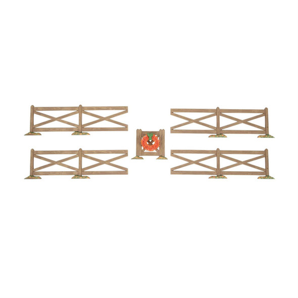 HALLOWEEN - BROWN CROSSBUCK FENCE SET OF 5 - 6014716