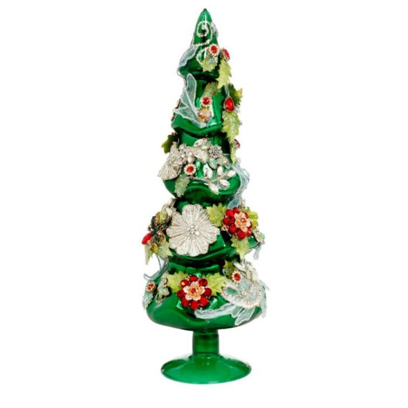 14" SMALL GREEN JEWELED TREE - 38-54802