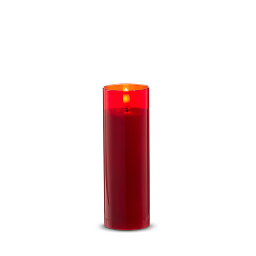 RED GLASS RED PILLAR CANDLE - LARGE - 4559484