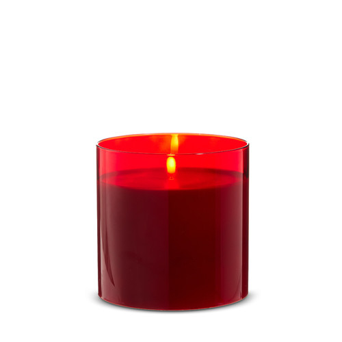 RED GLASS RED PILLAR CANDLE - LARGE - 4559485