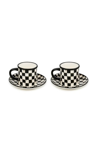COURTLY CHECK STONEWARE ESPRESSO CUP AND SAUCER - SET OF 2 - 41814-40
