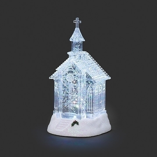 5.5" LIGHTED CLEAR CHURCH SHIMMERING MERRY LITES - 138397