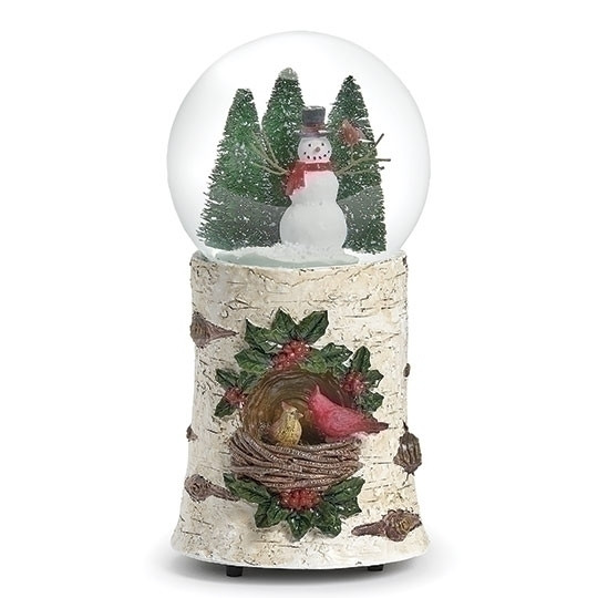 8" MUSICAL DOME WITH CARDNAL BIRCH BASE WATERGLOBE - 138643
