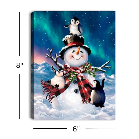 PENGUIN SNOW DAY - 8X6 LIGHTED CANVAS - A2560