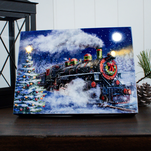 NORTH POLE EXPRESS - 8X6 LIGHTED CANVAS - A2553