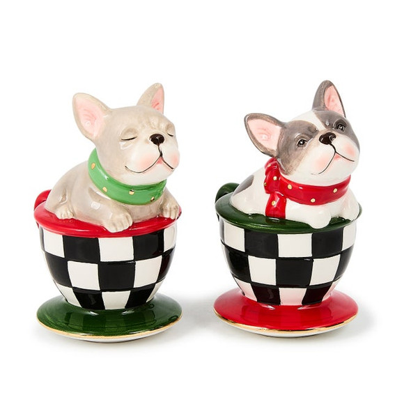 CHECK IT OUT FRENCH BULLDOG SALT AND PEPPER SHAKER SET - 35509-1234