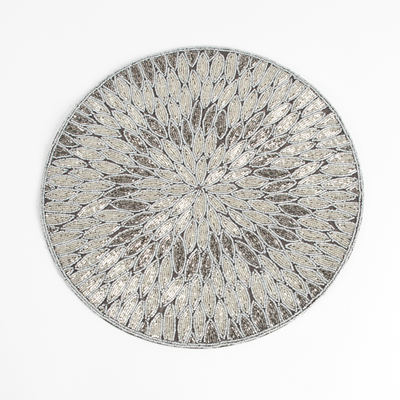 15" BEADED ROUND PLACEMAT PEWTER - 3517.PW15R