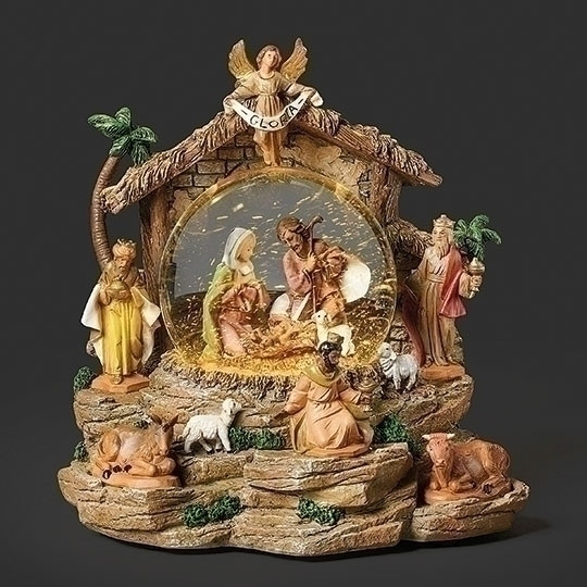 7.75" MUSICAL SWIRL NATIVITY DOME - 59027