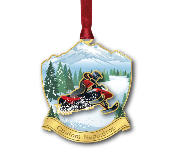 SNOWMOBILER - LEAVENWORTH ENGRAVED ORNAMENT - 69290