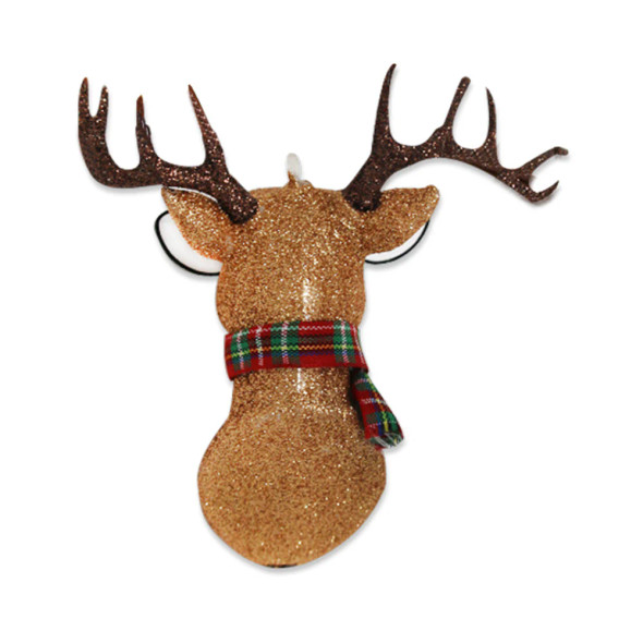 GLITTERED REINDEER WITH GLASSES ORNAMENT -  71783