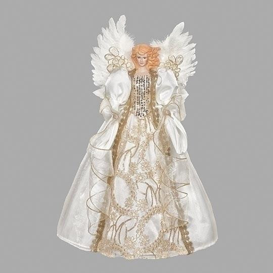 ANGEL TREE TOPPER WITH IVORY LACE AND FEATHER WINGS - 138604