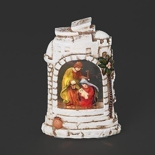 LIGHTED HOLY FAMILY BUILDING WATER GLOBE - 139009