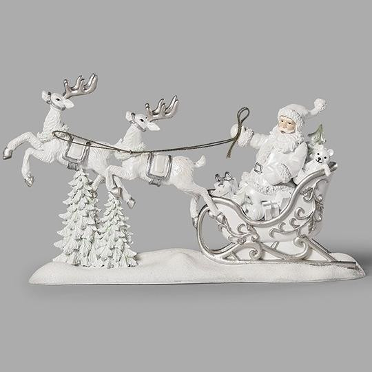 PEARLIZED SANTA IN SLEIGH WITH DEER - 139064