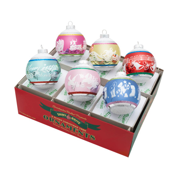 CHRISTMAS CONFETTI 6 COUNT 3.25" - SIGNATURE FLOCKED ROUNDS - 4028297