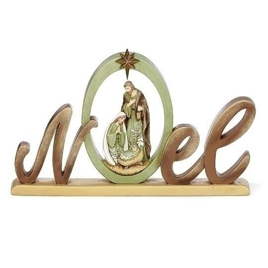 NOEL HOLY FAMILY FIGURE GREEN AND BROWN - 139458