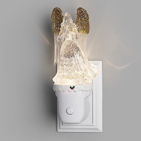 LED ANGEL WITH GOLD WINGS SWIRL NIGHT LIGHT - 160516