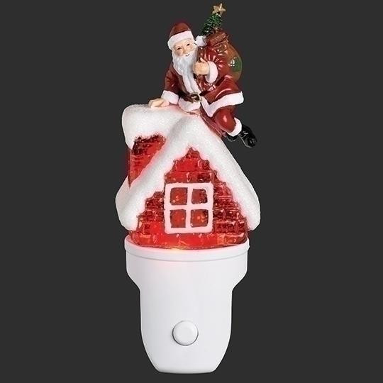 SWIRL SANTA ON ROOF NIGHT LIGHT - 160597