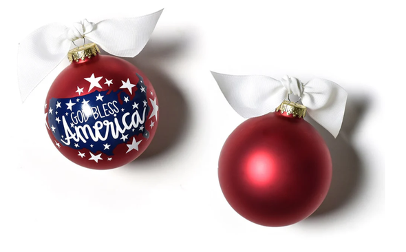 GOD BLESS AMERICA GLASS ORNAMENT - CELEB-GBAMER