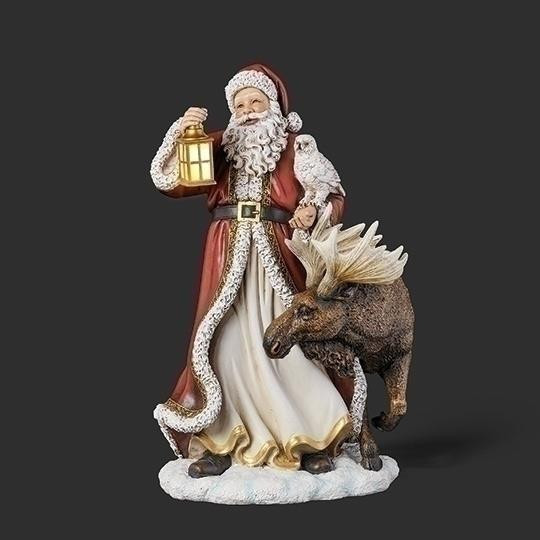 LIGHTED SANTA WITH MOOSE FIGURE - 633531