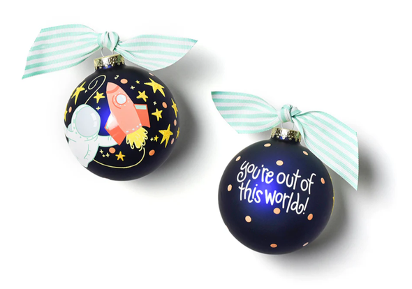OUT IN SPACE GLASS ORNAMENT - CHILD-OUTSP