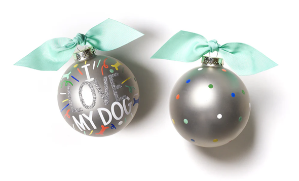 I LOVE MY DOG POPPER GLASS ORNAMENT - PT-POP-ILDG