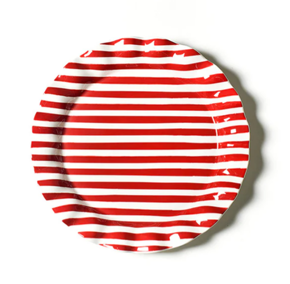 RED STRIPE RUFFLE ROUND PLATTER - STR-13RRD-RD