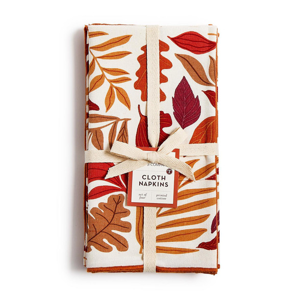 FALLING LEAVES SET OF 4 CLOTH NAPKINS - 82859