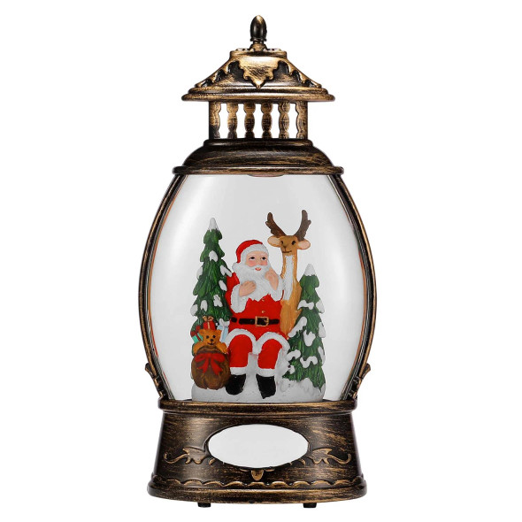 SANTA WITH DEER LANTERN WATER GLOBE - OG0010