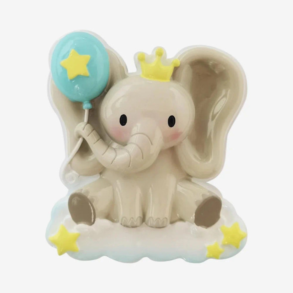 BABY ELEPHANT WITH BLUE BALLOON ORNAMENT - OR2361-M