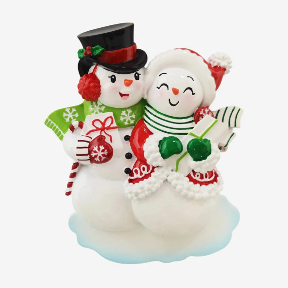 SNOWMAN COUPLE WITH GIFTS ORNAMENT - OR2390