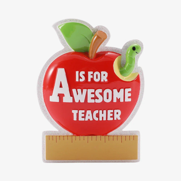 A IS FOR AWESOME TEACHER APPLE ORNAMENT - OR3148