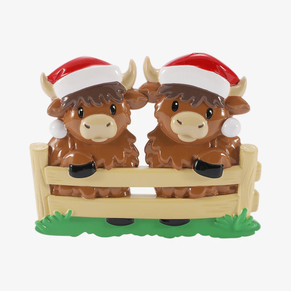 FAMILY OF 2 HIGHLAND COW ORNAMENT - OR3198-2