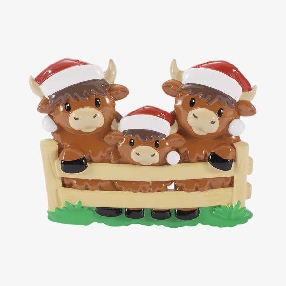 FAMILY OF 3 HIGHLAND COW ORNAMENT - OR3198-3