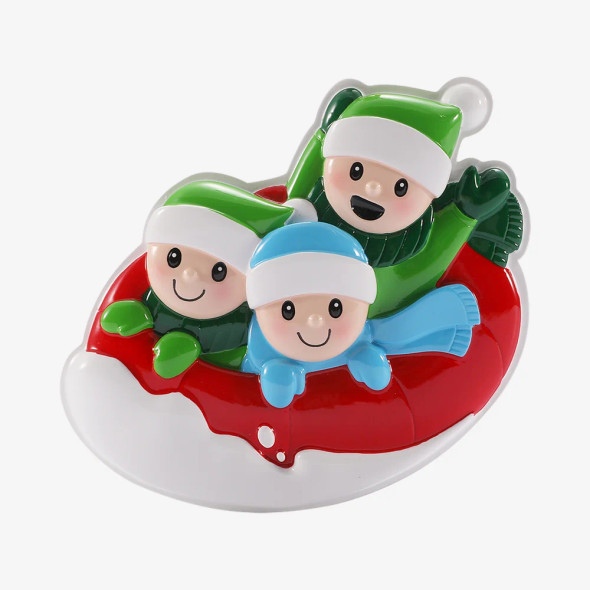 FAMILY OF 3 SNOW TUBING ORNAMENT - OR3085-3