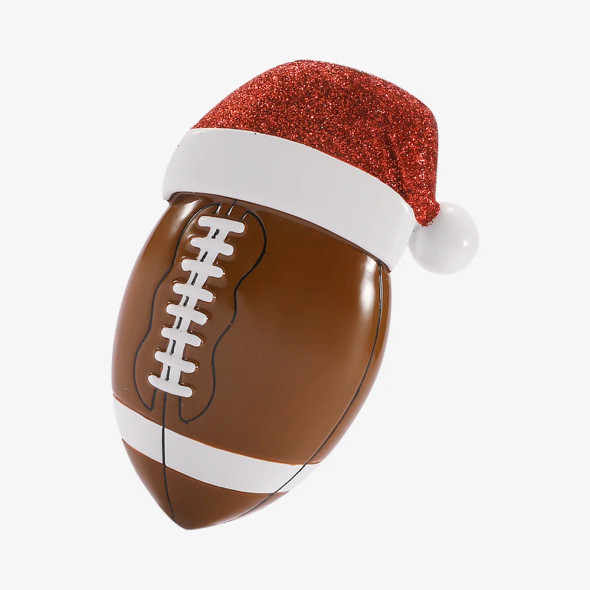 FOOTBALL WITH SANTA HAT ORNAMENT - OR3112