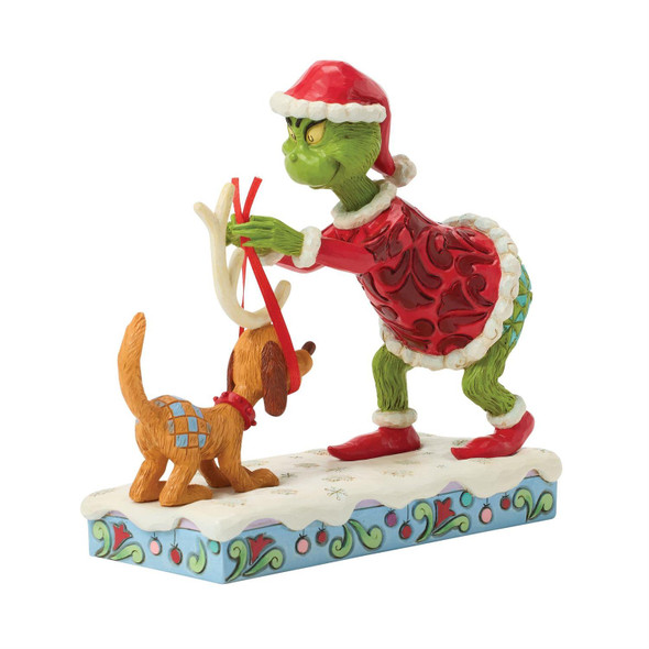 GRINCH TYING ANTLERS ON MAX - JIM SHORE - 6018955
