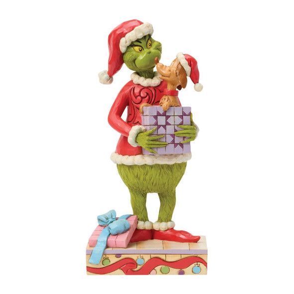 GRINCH HOLDING GIFT WITH MAX - JIM SHORE - 6018957