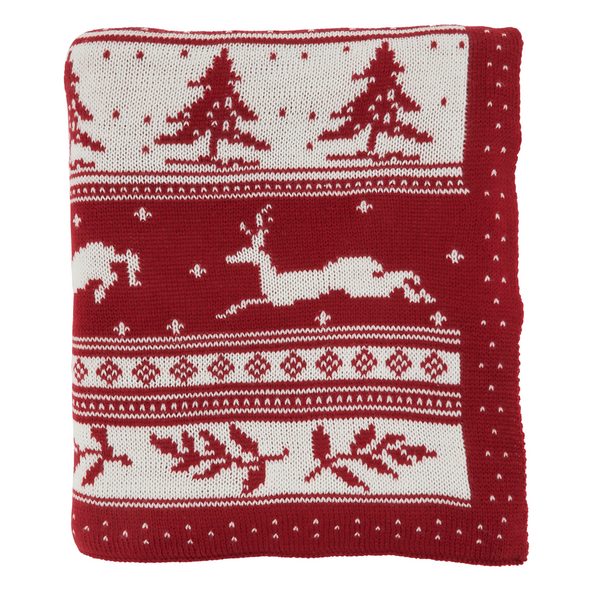 50"x60" KNITTED REINDEER CHRISTMAS THROW - TH434.R5060