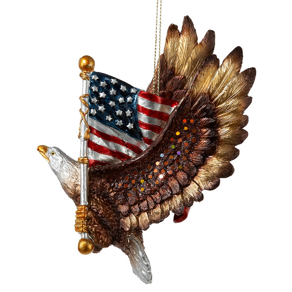 PATRIOTIC EAGLE WITH AMERICAN FLAG - C3899