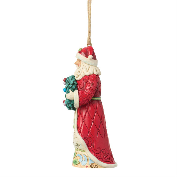SANTA HOLDING WREATH ORNAMENT - JIM SHORE - 6019276