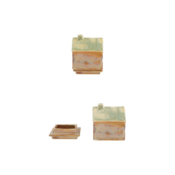 STONEWARE HOUSE SHAPED INCENSE BURNER - XT1824