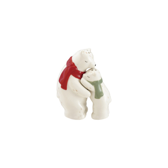 HAND PAINTED HUGGING POLAR BEARS SALT AND PEPPER SHAKER SET OF 2 - XT1894