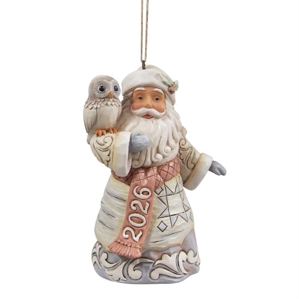 2026 DATED WHITE WOODLAND SANTA ORNAMENT - JIM SHORE - 6019317
