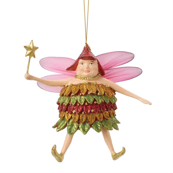 STARWAND FAIRY RED FLOWER ORNAMENT - 6019518