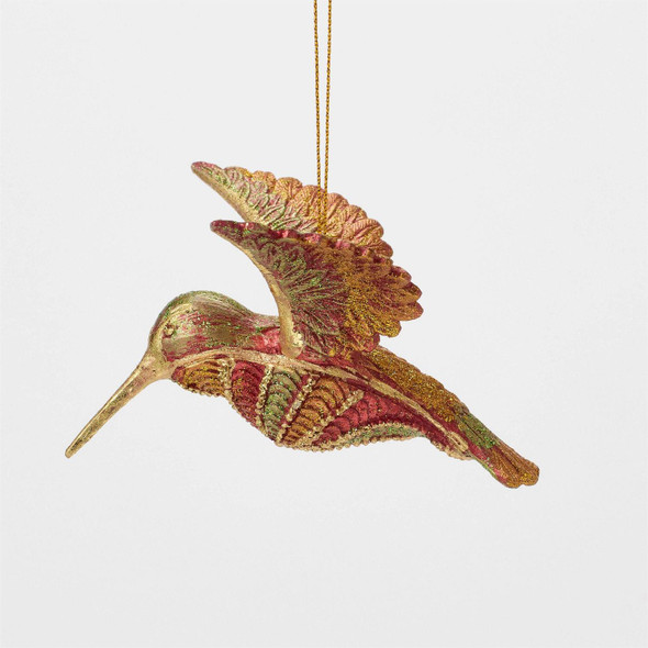 SWIRLY HUMMINGBIRD RED ORNAMENT - 6019521