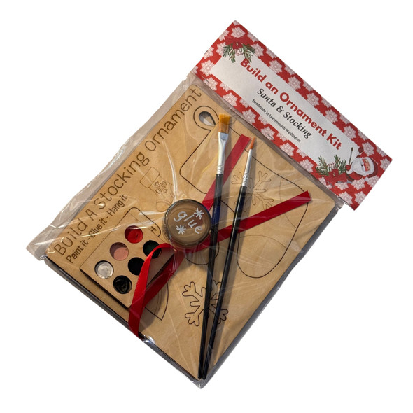 BUILD AND PAINT ORNAMENT KIT - SANTA AND STOCKING - CA090