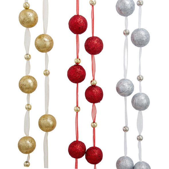 GLITTERED BAUBLE GARLAND - H4213