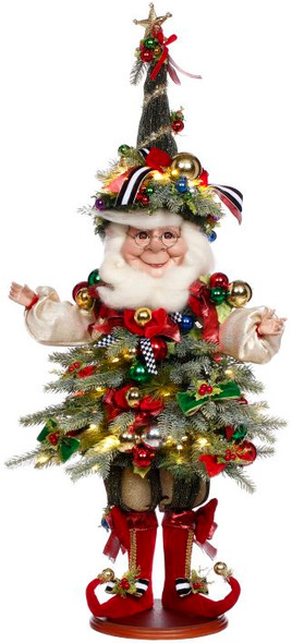 CHRISTMAS TREE ELF WITH LIGHTS ON BASE - MEDIUM - 51-64178