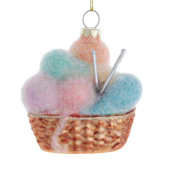 GLASS BASKET OF YARN - T4017