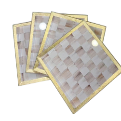 MOCHA CHECK GLASS COASTERS - SET OF 4 - 32621-840
